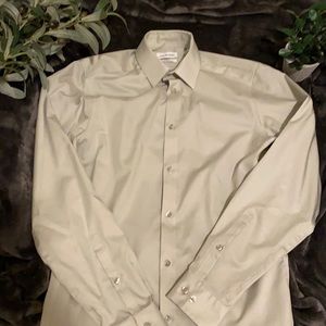 Calvin Klein men’s slim fit button down shirt SMALL smoke gray 14 32/33 NWOT